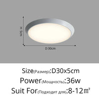 Plafonnier LED Ultra-mince Rond Waterproof Trois Épreuves | Marco Lucetti Blanc D30x5cm 36W / Blanc chaud, pas de télécommande