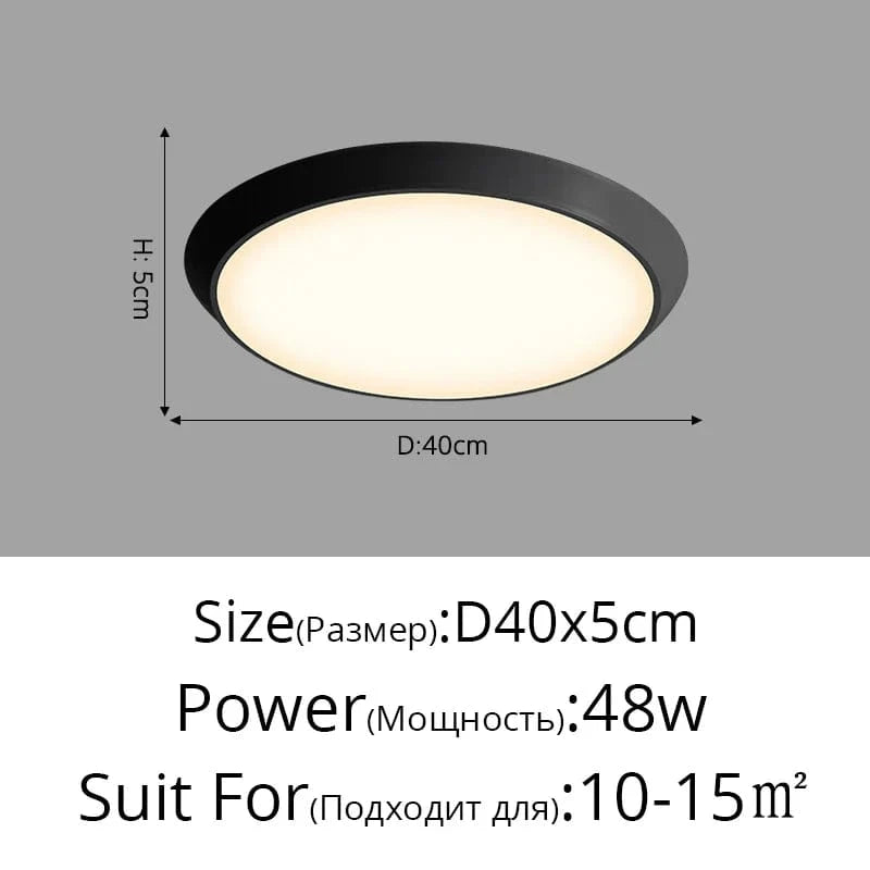 Plafonnier LED Ultra-mince Rond Waterproof Trois Épreuves | Marco Lucetti Noir 40x5cm 48W / 3 couleurs sans télécommande