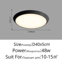 Plafonnier LED Ultra-mince Rond Waterproof Trois Épreuves | Marco Lucetti Noir 40x5cm 48W / 3 couleurs sans télécommande