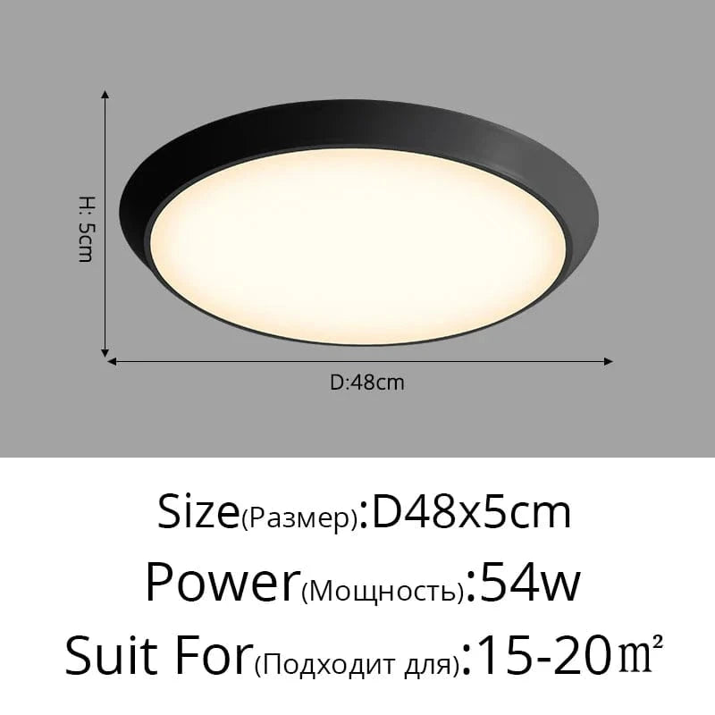 Plafonnier LED Ultra-mince Rond Waterproof Trois Épreuves | Marco Lucetti Noir 48x5cm 54W / 3 couleurs sans télécommande