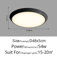 Plafonnier LED Ultra-mince Rond Waterproof Trois Épreuves | Marco Lucetti Noir 48x5cm 54W / 3 couleurs sans télécommande