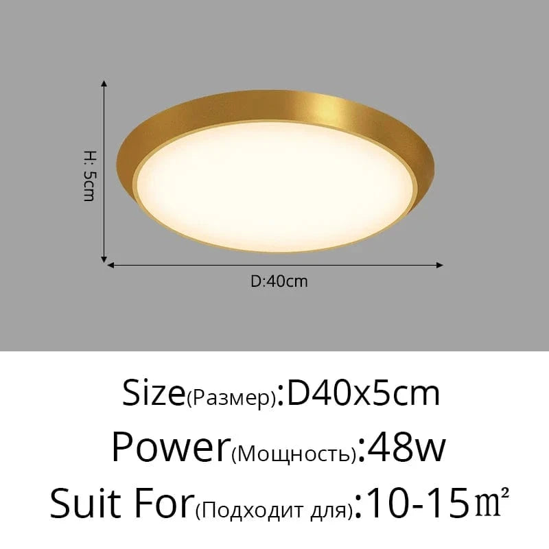 Plafonnier LED Ultra-mince Rond Waterproof Trois Épreuves | Marco Lucetti Or 40x5cm 48W / 3 couleurs sans télécommande