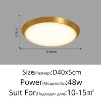 Plafonnier LED Ultra-mince Rond Waterproof Trois Épreuves | Marco Lucetti Or 40x5cm 48W / 3 couleurs sans télécommande