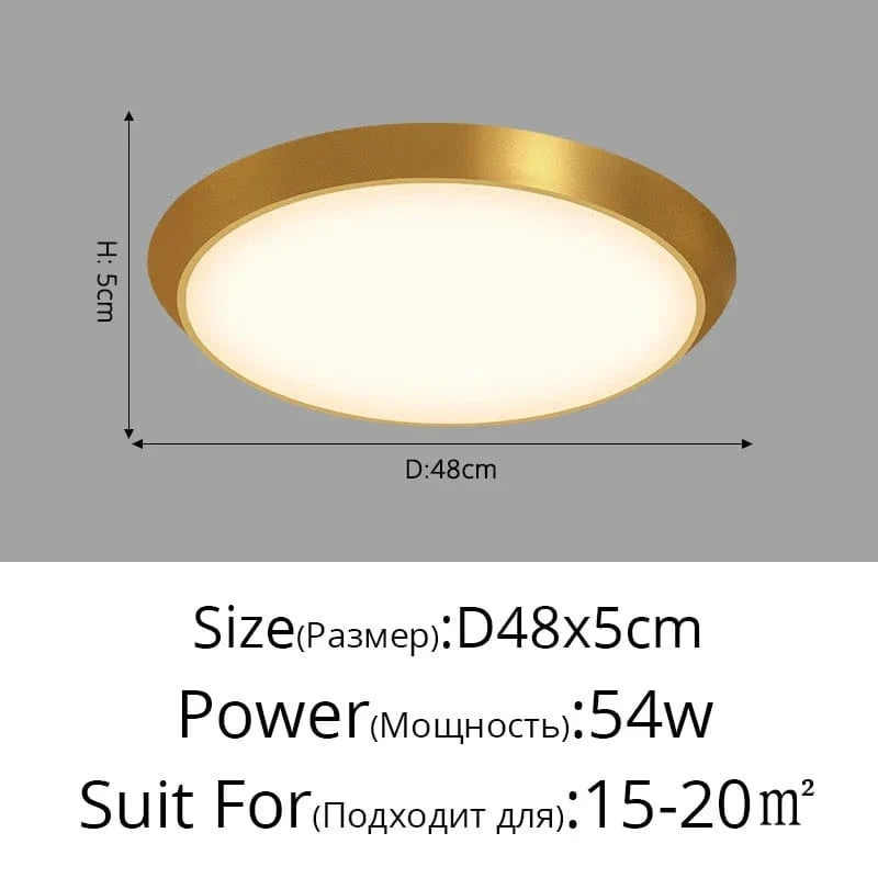 Plafonnier LED Ultra-mince Rond Waterproof Trois Épreuves | Marco Lucetti Or 48x5cm 54W / 3 couleurs sans télécommande
