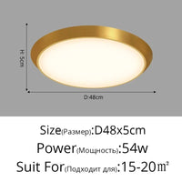 Plafonnier LED Ultra-mince Rond Waterproof Trois Épreuves | Marco Lucetti Or 48x5cm 54W / 3 couleurs sans télécommande