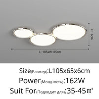 Plafonnier LED ultramince pour un éclairage moderne dans toutes les pièces de la maison | Marco Lucetti Chrome 3 anneaux / Luminosité variable