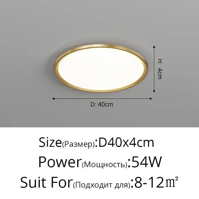 Plafonnier LED ultramince pour un éclairage moderne et élégant de votre intérieur | Marco Lucetti Cuivre 40cm / 3 couleurs sans télécommande