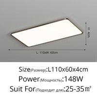 Plafonnier LED ultramince pour un éclairage moderne et élégant de votre intérieur | Marco Lucetti Noir 110x70cm / 3 couleurs sans télécommande