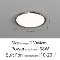 Plafonnier LED ultramince pour un éclairage moderne et élégant de votre intérieur | Marco Lucetti Noir 50cm / 3 couleurs sans télécommande