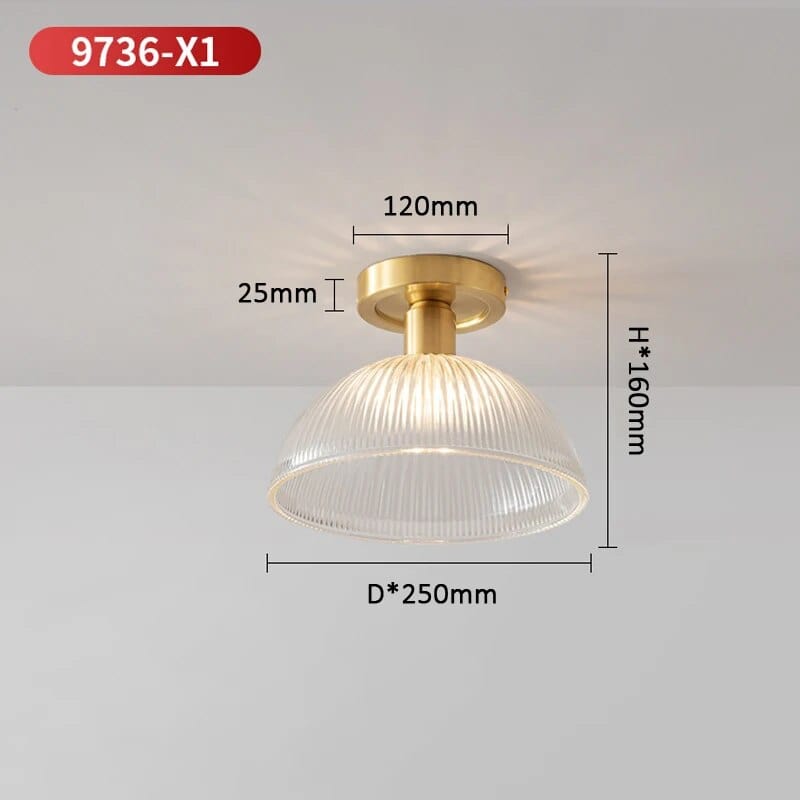 Plafonnier LED Verre Cuivre Déco | Marco Lucetti Doré 9736