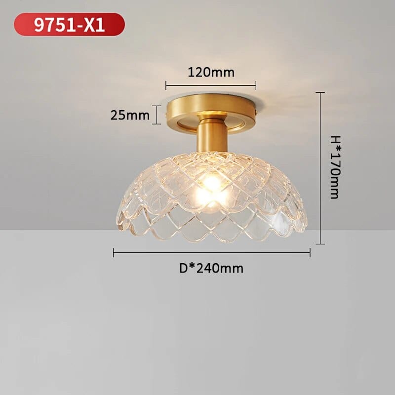 Plafonnier LED Verre Cuivre Déco | Marco Lucetti Doré 9751