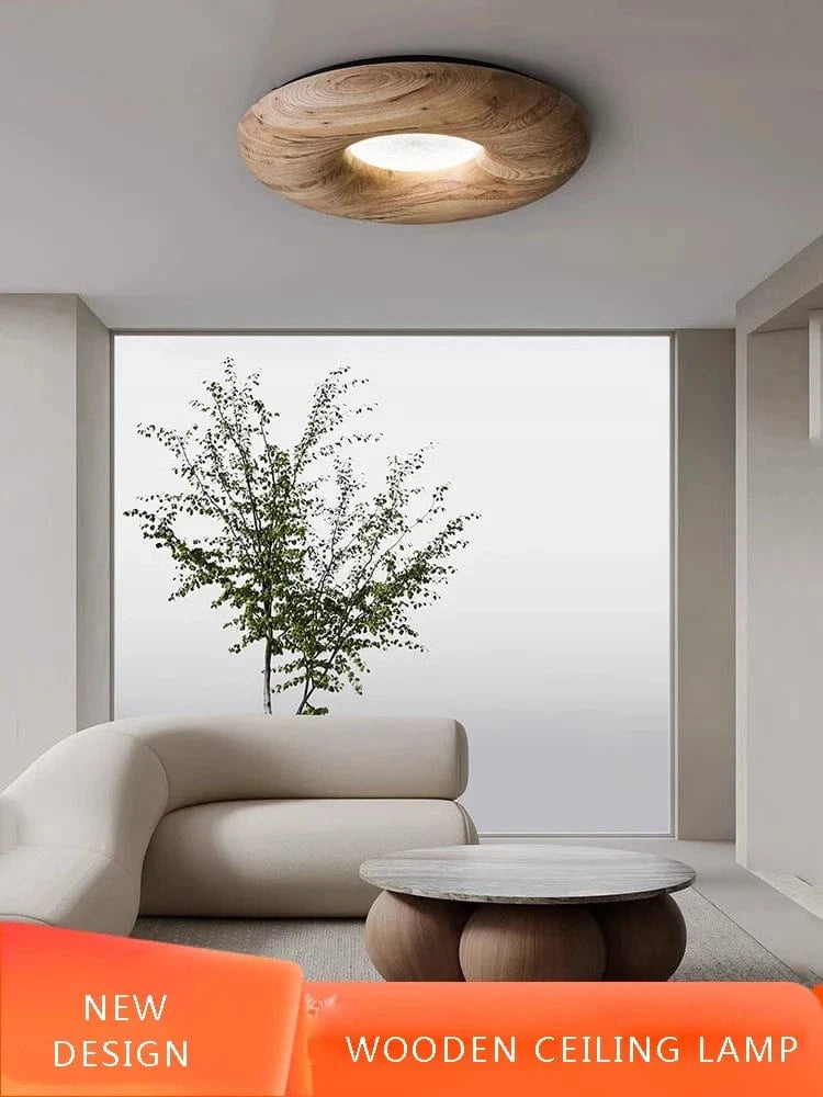 Plafonnier LED Vintage Chic en Bois Foncé - Grand Lustre | Marco Lucetti