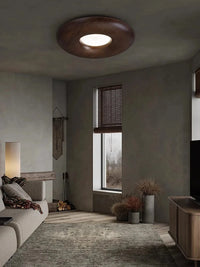 Plafonnier LED Vintage Chic en Bois Foncé - Grand Lustre | Marco Lucetti