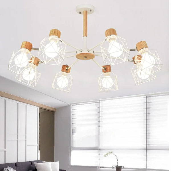 Plafonnier LED Vintage en bois noir pour salon chambre cuisine