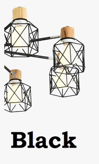 Plafonnier LED Vintage en bois noir pour salon chambre cuisine