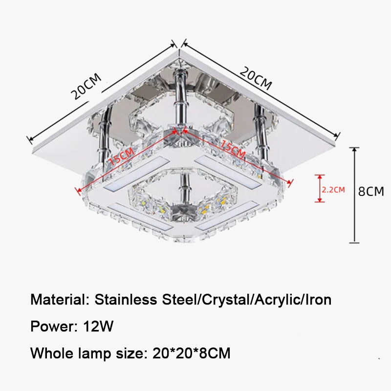 Plafonnier LED en cristal pour décoration intérieure moderne et élégante