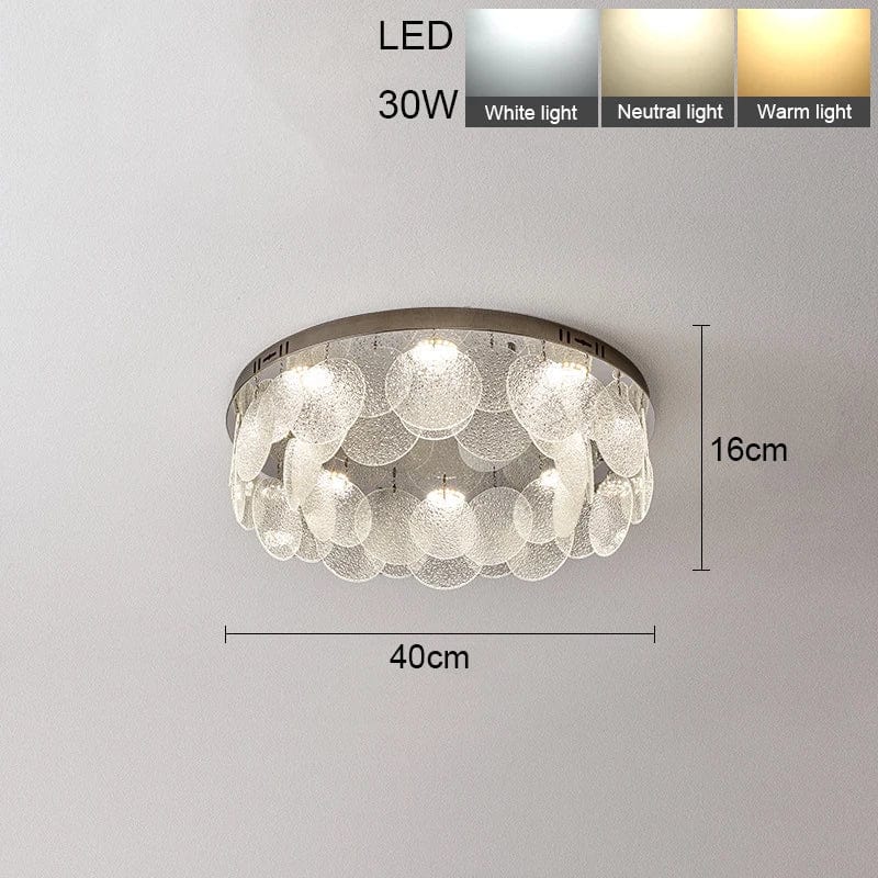 Plafonnier Lumina rond en verre et cristal | Marco Lucetti Chromé 40