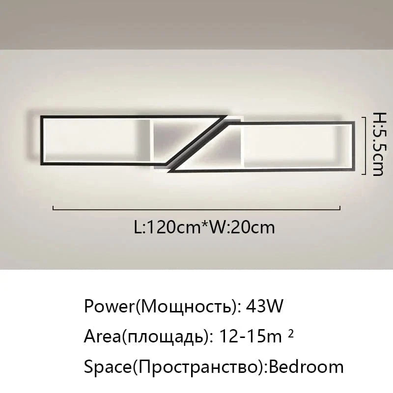 Plafonnier Lumineux Rectangulaire Minimal | Marco Lucetti Noir 120cm / Blanc froid pas de télécommande