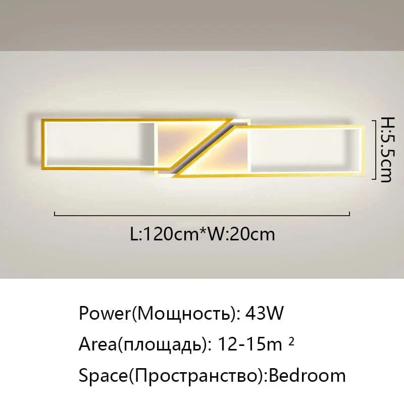 Plafonnier Lumineux Rectangulaire Minimal | Marco Lucetti Or 120cm / Blanc froid pas de télécommande