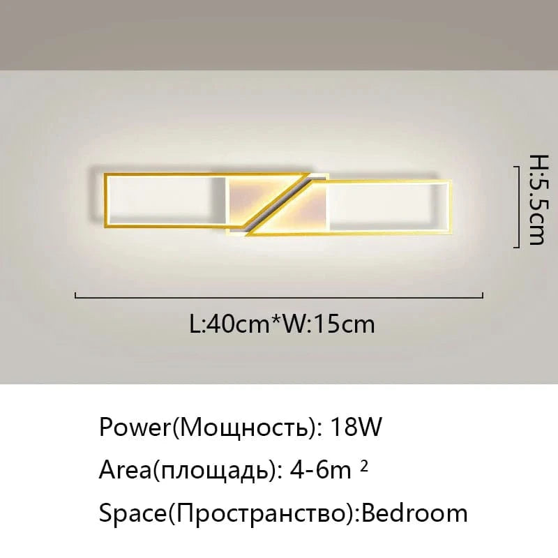 Plafonnier Lumineux Rectangulaire Minimal | Marco Lucetti Or 40cm / Blanc froid pas de télécommande