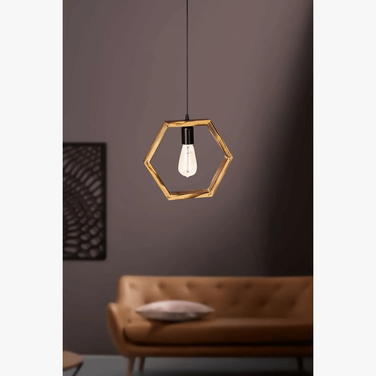 Plafonnier Lustre Bois Hexagonal Rétro Rustique - Modèle Élégant et Authentique | Marco Lucetti