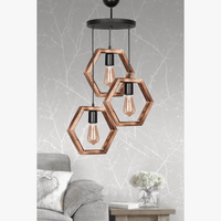 Plafonnier Lustre Bois Hexagonal Rétro Rustique - Modèle Élégant et Authentique | Marco Lucetti