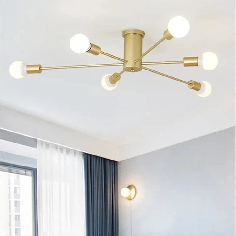 Plafonnier Lustre LED Spoutnik Moderne nordique | Marco Lucetti Or 6 têtes
