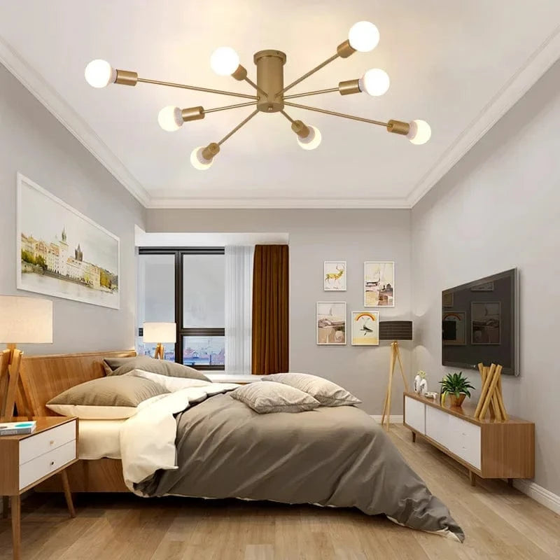 Plafonnier Lustre LED Spoutnik Moderne nordique | Marco Lucetti Or 8 têtes