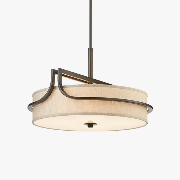 Plafonnier de luxe en cuivre avec abat-jour en tissu
