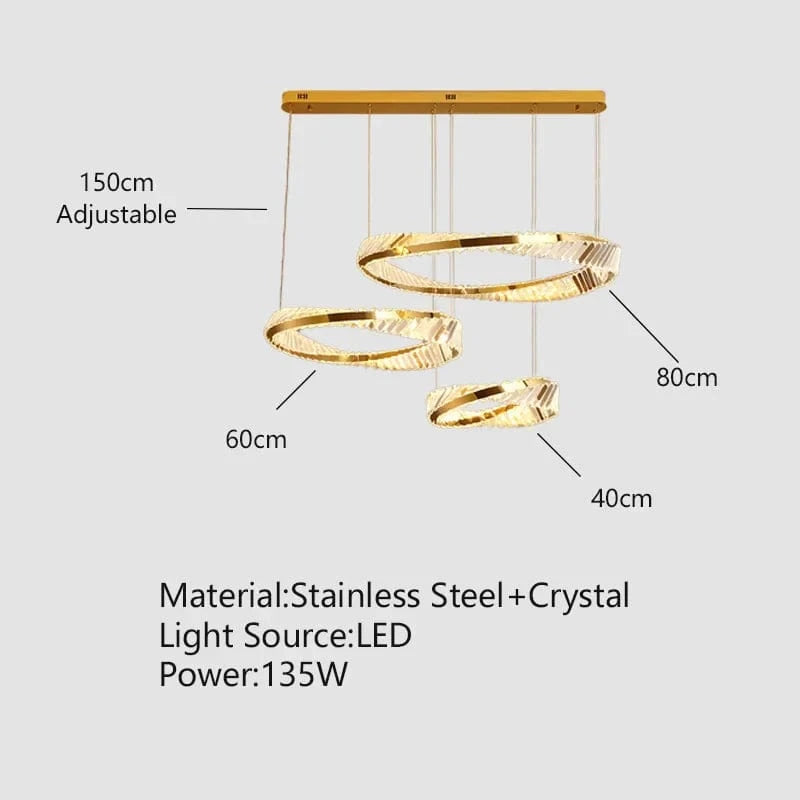 Plafonnier Luxe Doré Cristal | Marco Lucetti 40 60 80cm / Intensité variable