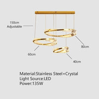 Plafonnier Luxe Doré Cristal | Marco Lucetti 40 60 80cm / Intensité variable