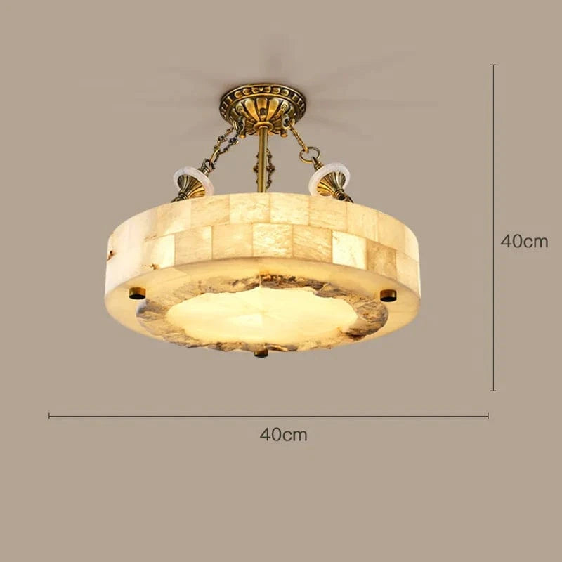 Plafonnier Luxe en Marbre Naturel Circulaire - Chambre Salon Salle à Manger | Marco Lucetti Suspension 40CM