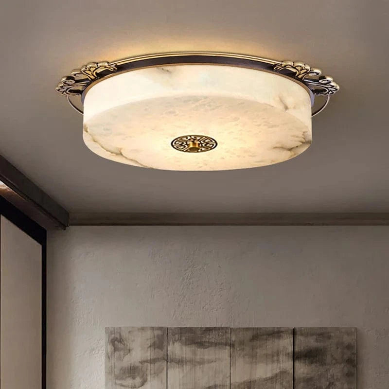 Plafonnier Luxe Européen Circulaire Marbre LED Grand Ménage Chambre Salon Balcon Couloir Allée Illuminaires | Marco Lucetti