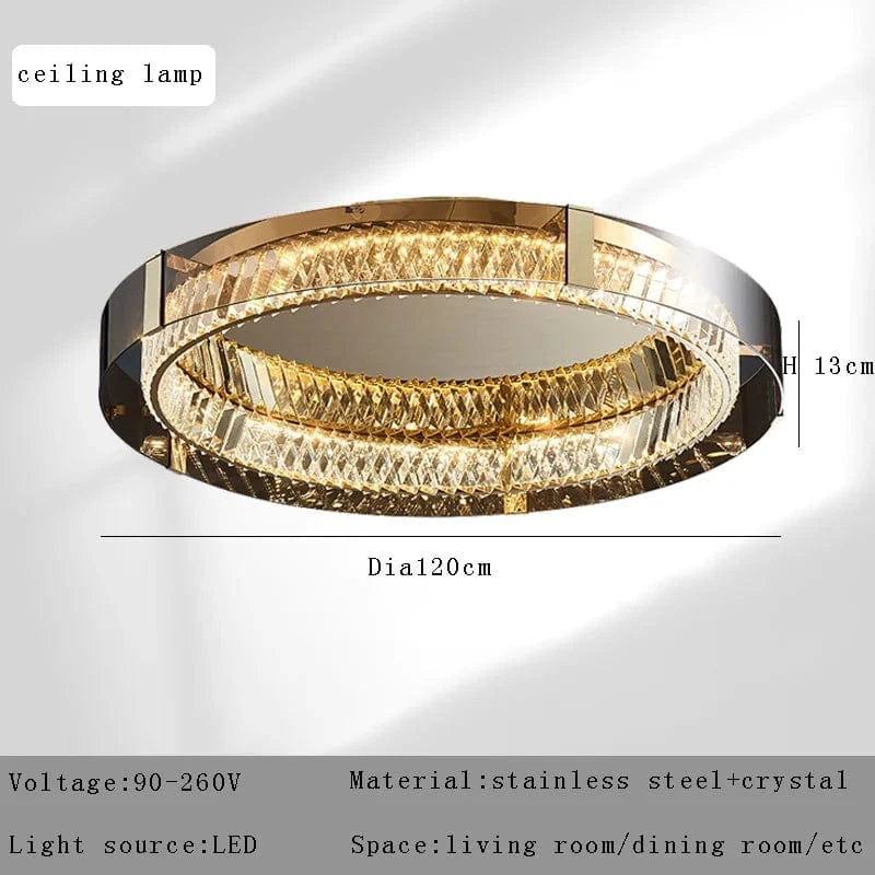 Plafonnier Luxe LED Cristal Rond pour Décoration Intérieure | Marco Lucetti Dia120cm / Or / Lumière chaude