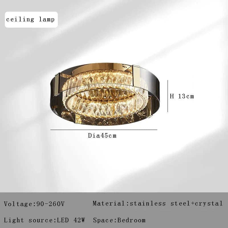 Plafonnier Luxe LED Cristal Rond pour Décoration Intérieure | Marco Lucetti Dia45cm / Or / Lumière chaude