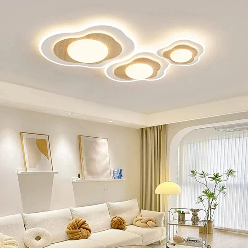 Plafonnier Luxe LED pour Chambre Principale - Blanc Bois Crème | Marco Lucetti