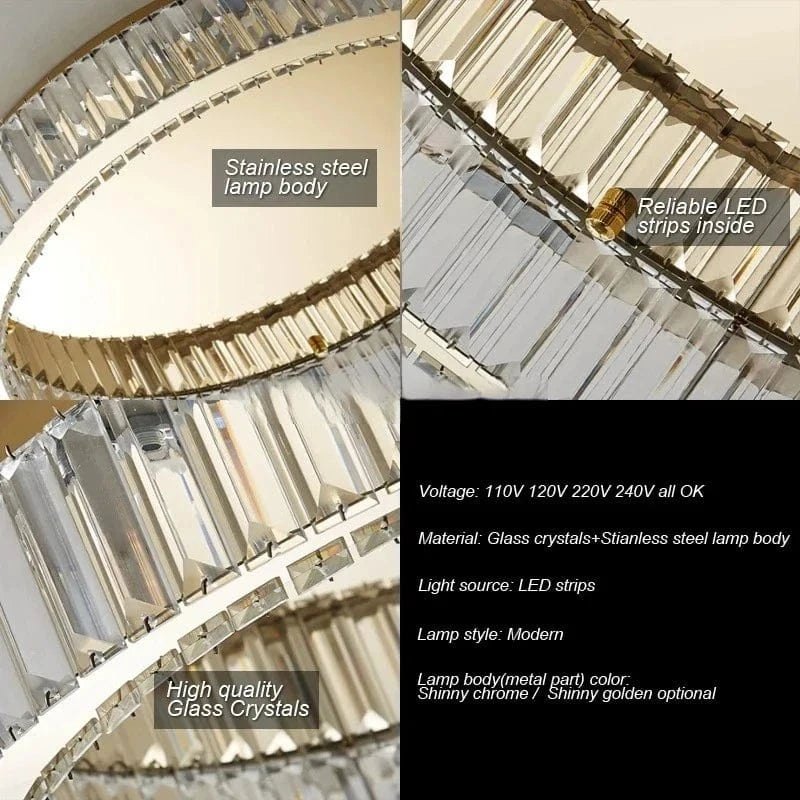 Plafonnier Luxe LED Ronde en Cristal pour Chambre Salon Foyer Salle à Manger | Marco Lucetti