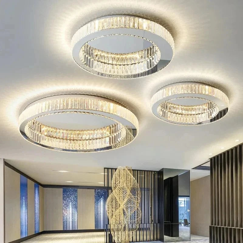 Plafonnier Luxe LED Ronde en Cristal pour Chambre Salon Foyer Salle à Manger | Marco Lucetti