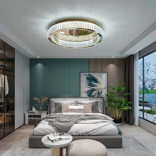 Plafonnier Luxe LED Ronde en Cristal pour Chambre Salon Foyer Salle à Manger | Marco Lucetti