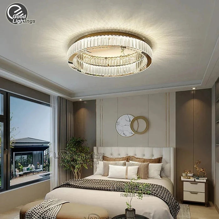 Plafonnier Luxe LED Ronde en Cristal pour Chambre Salon Foyer Salle à Manger | Marco Lucetti