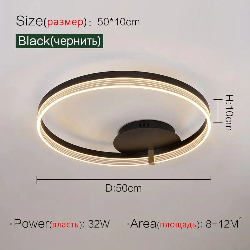 Plafonnier luxueux et moderne minimaliste | Marco Lucetti 1 anneau 50cm / Intensité variable avec télécommande