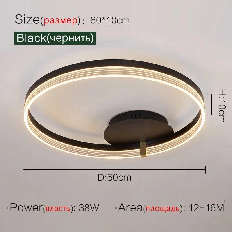 Plafonnier luxueux et moderne minimaliste | Marco Lucetti 1 anneau 60cm / Intensité variable avec télécommande