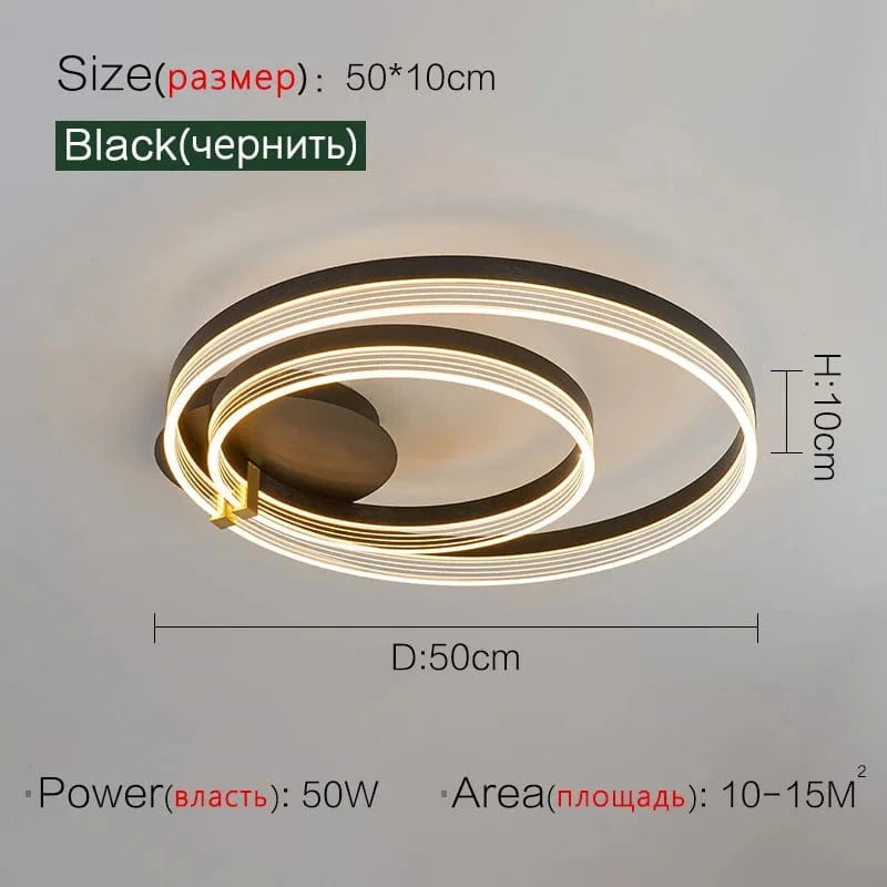 Plafonnier luxueux et moderne minimaliste | Marco Lucetti 2 anneaux S / Intensité variable avec télécommande