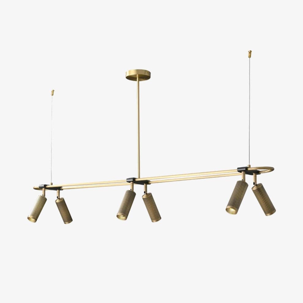 Plafonnier Mael : Modernité LED avec base rectangulaire dorée | Marco Lucetti 6 ampoules - L140 cm / Froide