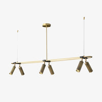 Plafonnier Mael : Modernité LED avec base rectangulaire dorée | Marco Lucetti 6 ampoules - L140 cm / Froide