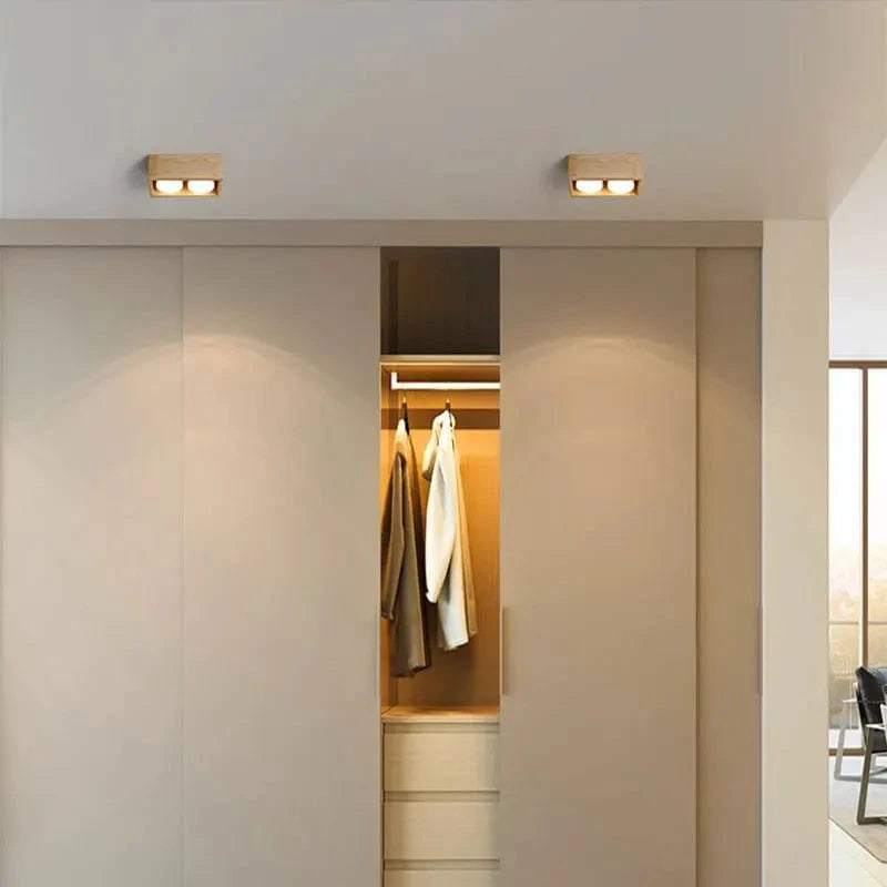 Plafonnier Minimaliste en Bois Brut - Idéal pour Chambre, Bureau et Couloir | Marco Lucetti