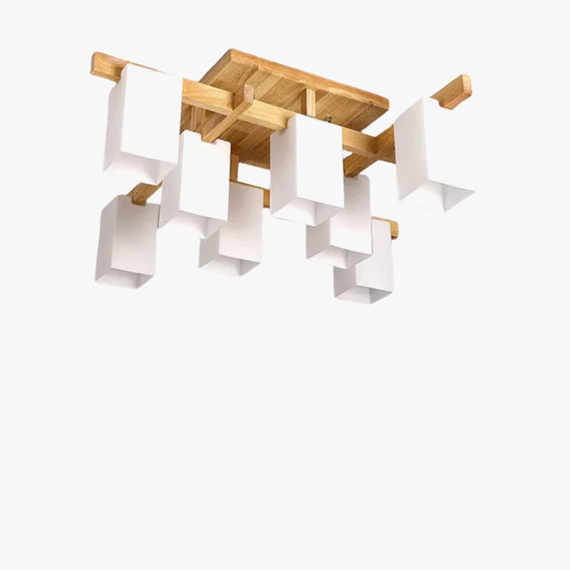Plafonnier Nordique Minimaliste en Bois Style Japonais avec LED