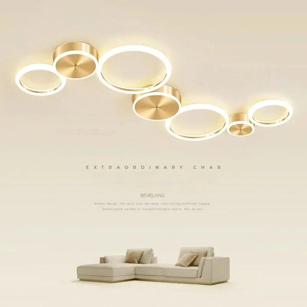 Plafonnier moderne à LED en aluminium | Cercle de lustres dorés | Marco Lucetti