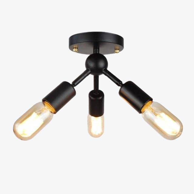 Plafonnier LED Noir à 3 Lampes Industrielles