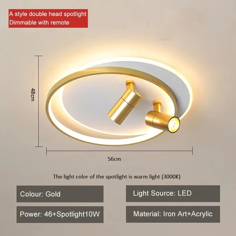 Plafonnier moderne à LEDs avec projecteur intégré en surface | Marco Lucetti A variateur doré / CHINE